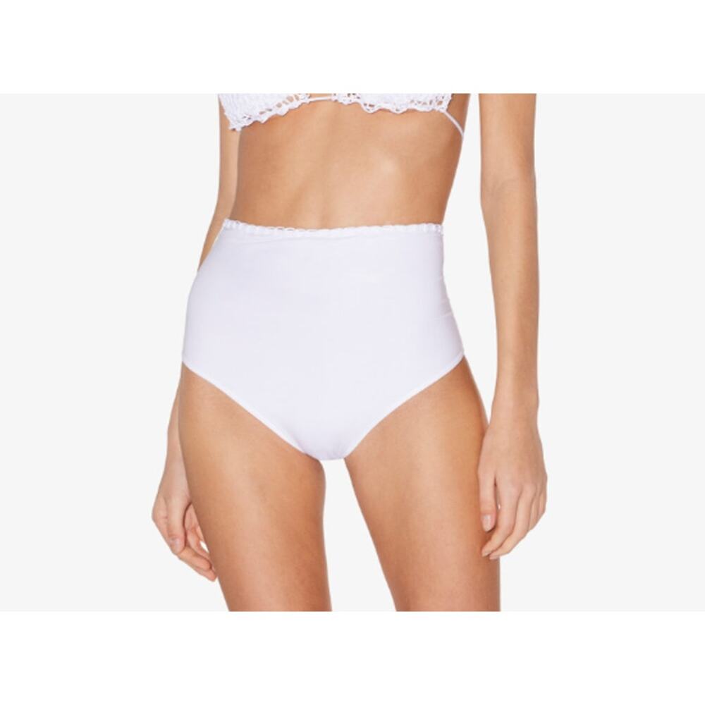 NWT $335 La Perla Etoile High Waist Bikini Bottom White Swimwear Size M